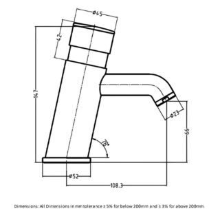 RAK Self Closing Non Concussive Basin Mixer Tap - Chrome - Image 2