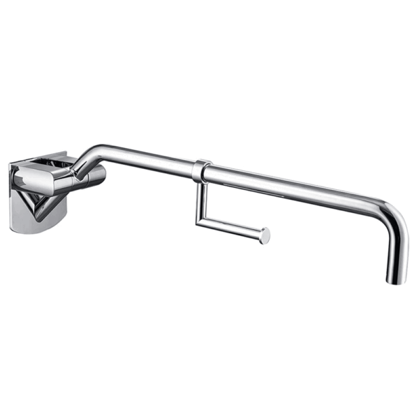 RAK Compact Commercial Folding Arm Grab Rail With Toilet Roll Holder - Chrome