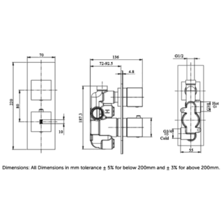 RAK Feeling 1 Outlet Round Thermostatic Concealed Shower Valve - Image 3