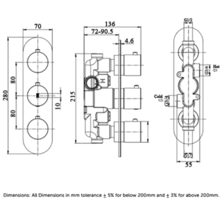 RAK Feeling 2 Outlet Round Thermostatic Concealed Shower Valve - Image 3
