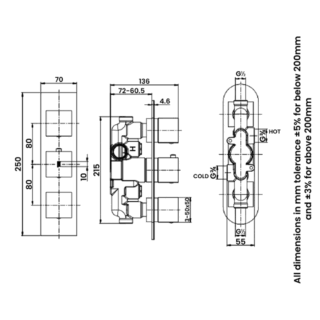 RAK Feeling 2 Outlet Square Thermostatic Concealed Shower Valve - Image 2