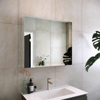 RAK Gemini 2 Door Mirrored Cabinet - 700mm x 800mm - Stainless Steel - Image 2