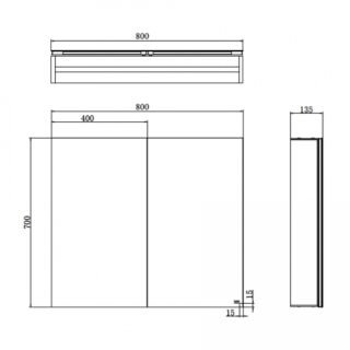 RAK Gemini 2 Door Mirrored Cabinet - 700mm x 800mm - Stainless Steel - Image 3
