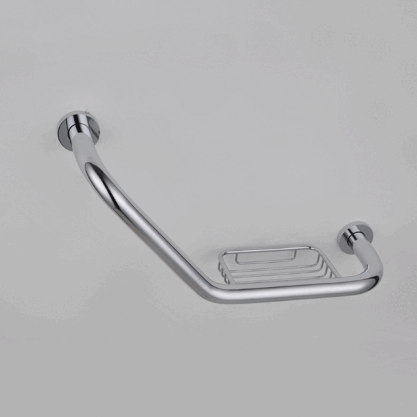 RAK Angled Grab Rail With Integrated Soap Dish - Chrome