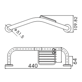 RAK Angled Grab Rail With Integrated Soap Dish - Chrome - Image 2