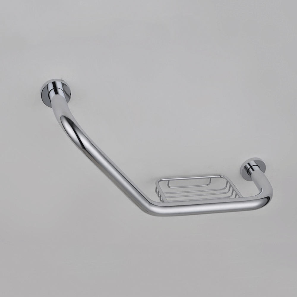 RAK Angled Grab Rail With Integrated Soap Dish - Chrome