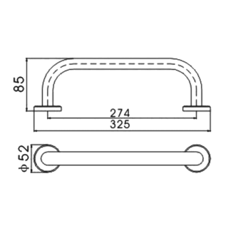 RAK Straight Grab Rail - 300mm Long - Chrome - Image 2