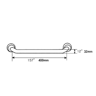 RAK Straight Grab Rail - 400mm Long - Chrome - Image 2