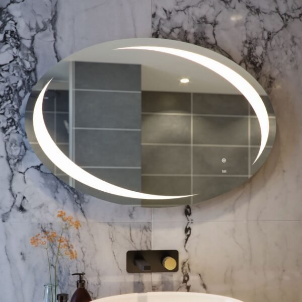 RAK Hades Oval LED Illuminated Mirror With Switch And Demister Pad - 600mm x 900mm - Image 2