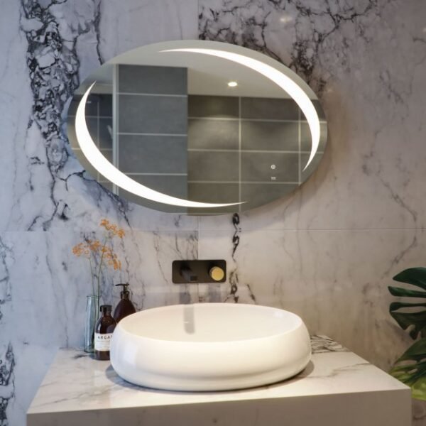 RAK Hades Oval LED Illuminated Mirror With Switch And Demister Pad - 600mm x 900mm - Image 3