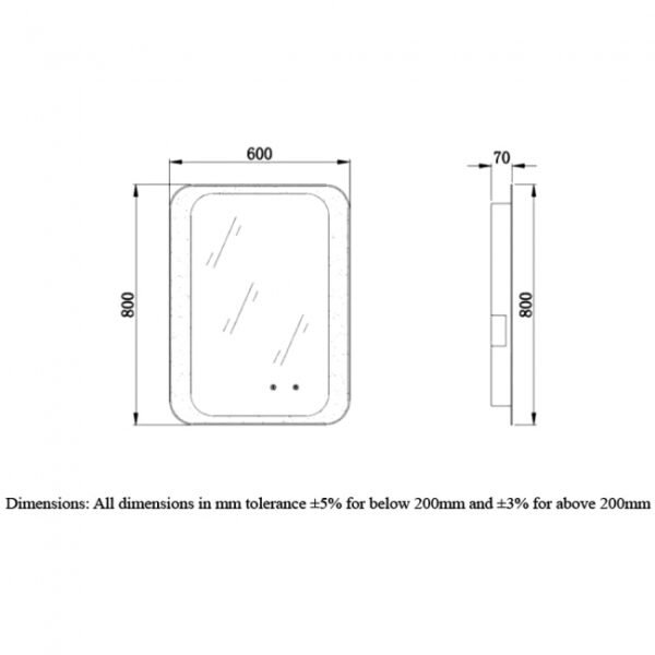 RAK Harmony LED Illuminated Mirror With Demister Pad and Bluetooth - 800mm x 600mm - Image 2
