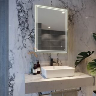 RAK Hermes Portrait LED Illuminated Mirror With Switch And Demister Pad - 800mm x 600mm - Image 4