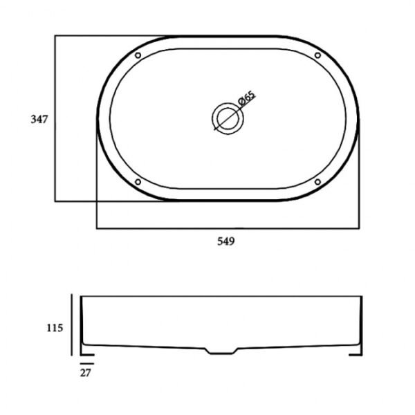 RAK Ingot Oval Countertop Basin - 550mm Wide - Image 6