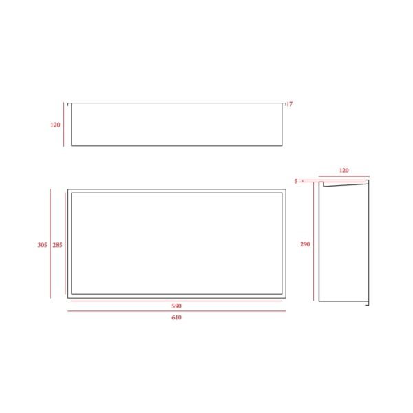 Rak Ingot Recessed Bathroom Niche With Shelf And LED Lights - 300mm x 600mm - Brushed Nickel - Image 4