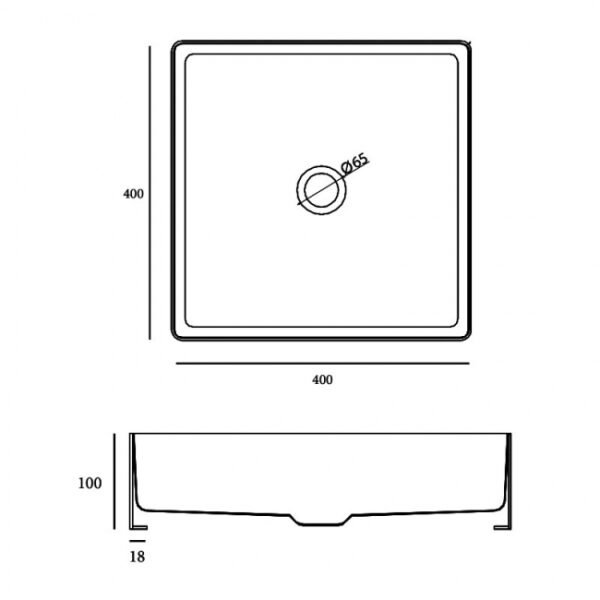 RAK Ingot Square Countertop Basin - 360mm Wide - Image 7