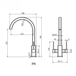 RAK Athens Dual Handle Kitchen Sink Mixer Tap - Chrome - Image 2