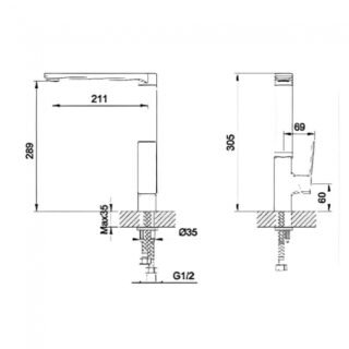 RAK Venice Square Side Lever Kitchen Sink Mixer Tap - Chrome - Image 3