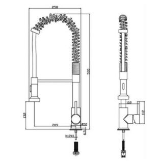 RAK Rome Pull Out Side Lever Kitchen Sink Mixer Tap - Chrome - Image 2