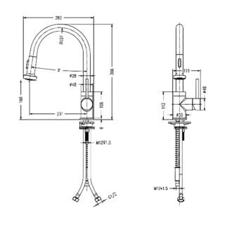 RAK Madrid Pull Out Side Lever Kitchen Sink Mixer Tap - Chrome - Image 2
