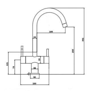 RAK Berlin Dual Handle Cruciform Kitchen Sink Mixer Tap - Chrome - Image 2