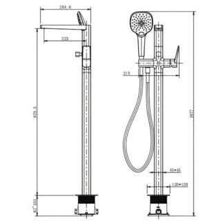 RAK Petit Square Freestanding Bath Shower Mixer Tap - Image 3