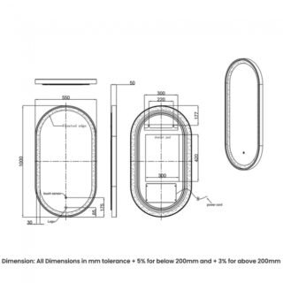 RAK Picture Oval LED Illuminated Mirror With Demister Pad - Image 3