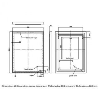 RAK Picture Square LED Illuminated Mirror With Demister Pad - Image 3