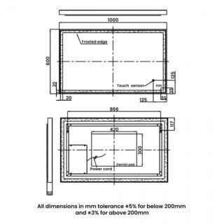 RAK Picture Square LED Illuminated Mirror With Demister Pad - Image 4