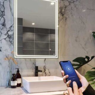 RAK Pluto LED Illuminated Bluetooth Mirror With Switch And Demister Pad - 800mm x 600mm - Image 5