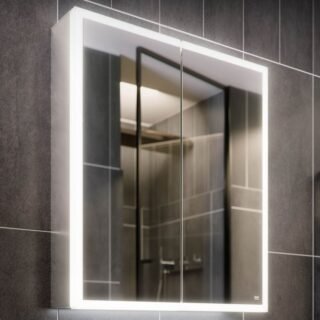 RAK Pisces 2 Door Mirrored Cabinet - 700mm x 600mm - Image 3