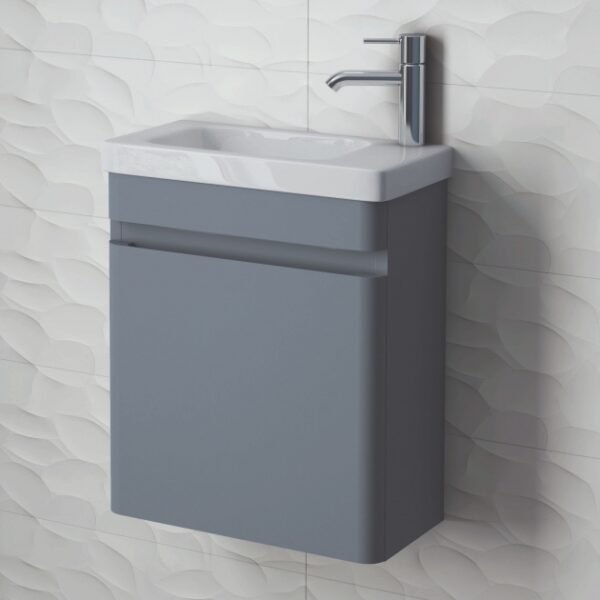 RAK Resort 1 Door Wall Hung Cloakroom Vanity Unit With Basin - 450mm Wide - 1 RH TH - Image 2