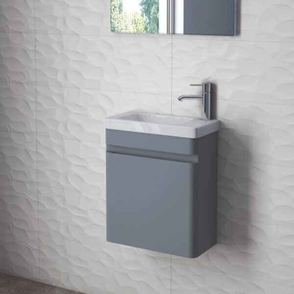 RAK Resort 1 Door Wall Hung Cloakroom Vanity Unit With Basin - 450mm Wide - 1 RH TH - Image 3