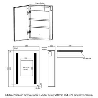 RAK Sagittarius 1 Door Mirrored Cabinet - 700mm x 500mm - Image 5