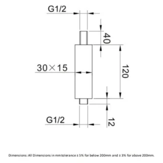 RAK Ceiling Mounting Square Arm - 120mm High - Chrome - Image 2