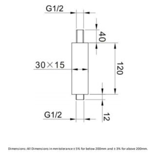 RAK Ceiling Mounted Square Shower Arm - 120mm Long - Black - Image 2