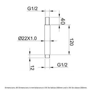 RAK Ceiling Mounting Round Arm - 120mm High - Chrome - Image 2