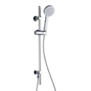 RAK Round Slider Rail Shower Kit With 3 Function Handset And Integral Wall Outlet - Chrome