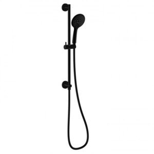 RAK Round Slider Rail Shower Kit With 3 Function Handset And Integral Wall Outlet - Black