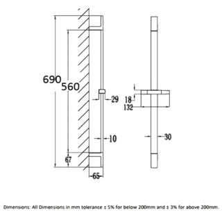 RAK Square Slide Rail Kit With Single Function Handset - Chrome - Image 4