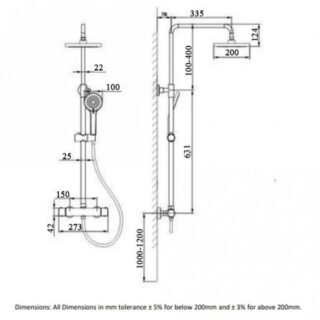 RAK Cool Touch Round Thermostatic Shower Column With Fixed Head And Shower Kit - Chrome - Image 2