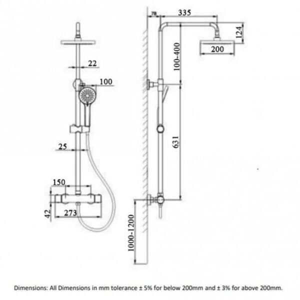 RAK Cool Touch Round Thermostatic Shower Column With Fixed Head And Shower Kit - Chrome - Image 2
