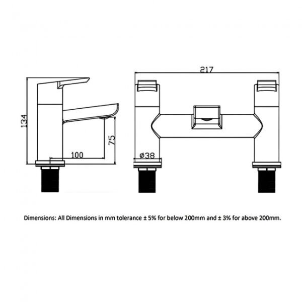 RAK Sport Dual Lever Bath Filler Tap - Chrome - Image 2