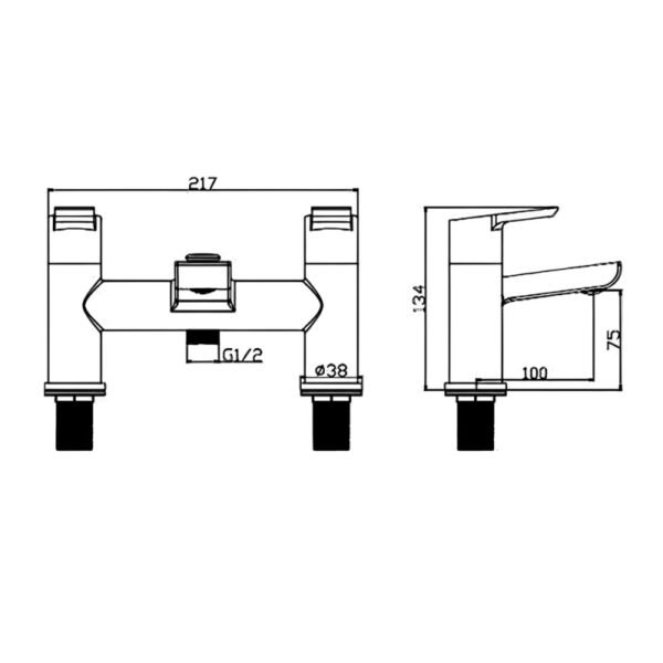 RAK Sport Deck Mounted Bath Shower Mixer Tap - Chrome - Image 2