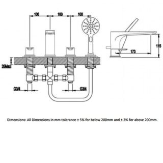 RAK Sport 4-Hole Deck Mounted Bath Shower Mixer Tap - Chrome - Image 2