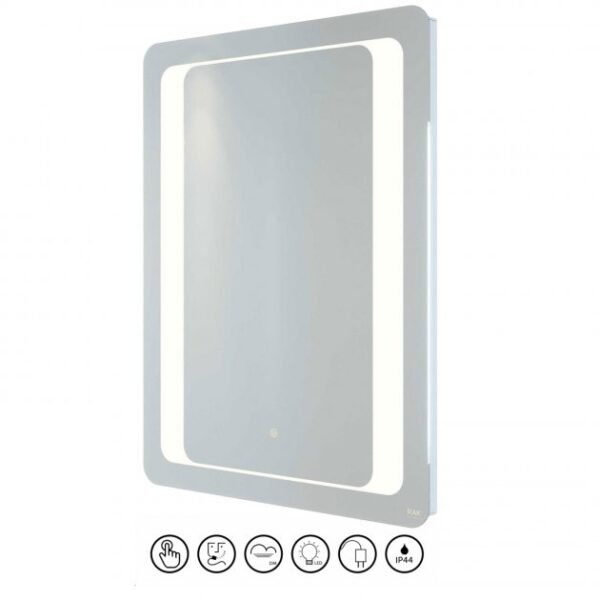 RAK Tanzanite Portrait LED Illuminated Mirror With Switch And Demister Pad - 800mm x 600mm - Image 2