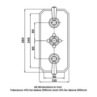 RAK Washington 3 Outlet Thermostatic Concealed Shower Valve - Chrome - Image 3