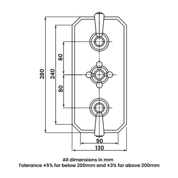 RAK Washington 3 Outlet Thermostatic Concealed Shower Valve - Chrome - Image 3