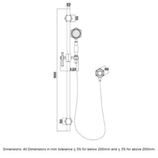 RAK Washington Slide Rail Shower Kit - Chrome - Image 2