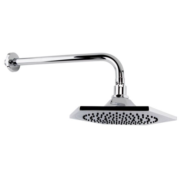 RAK Washington Pentagonal Fixed Shower Head With Wall Arm - Chrome