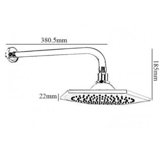 RAK Washington Pentagonal Fixed Shower Head With Wall Arm - Chrome - Image 3